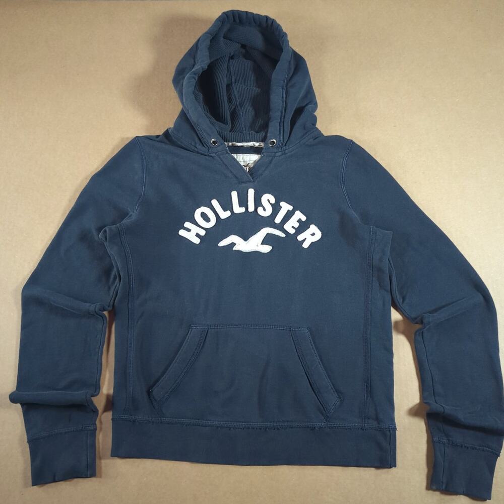 Y2K Hollister 2000s Size L Navy Logo Hoodie Mallcore Preppy Surf California